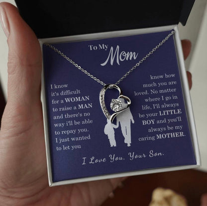 Mom's heart-shaped necklace in the light box