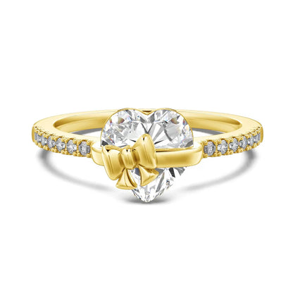 Gold Bow Heart Ring
