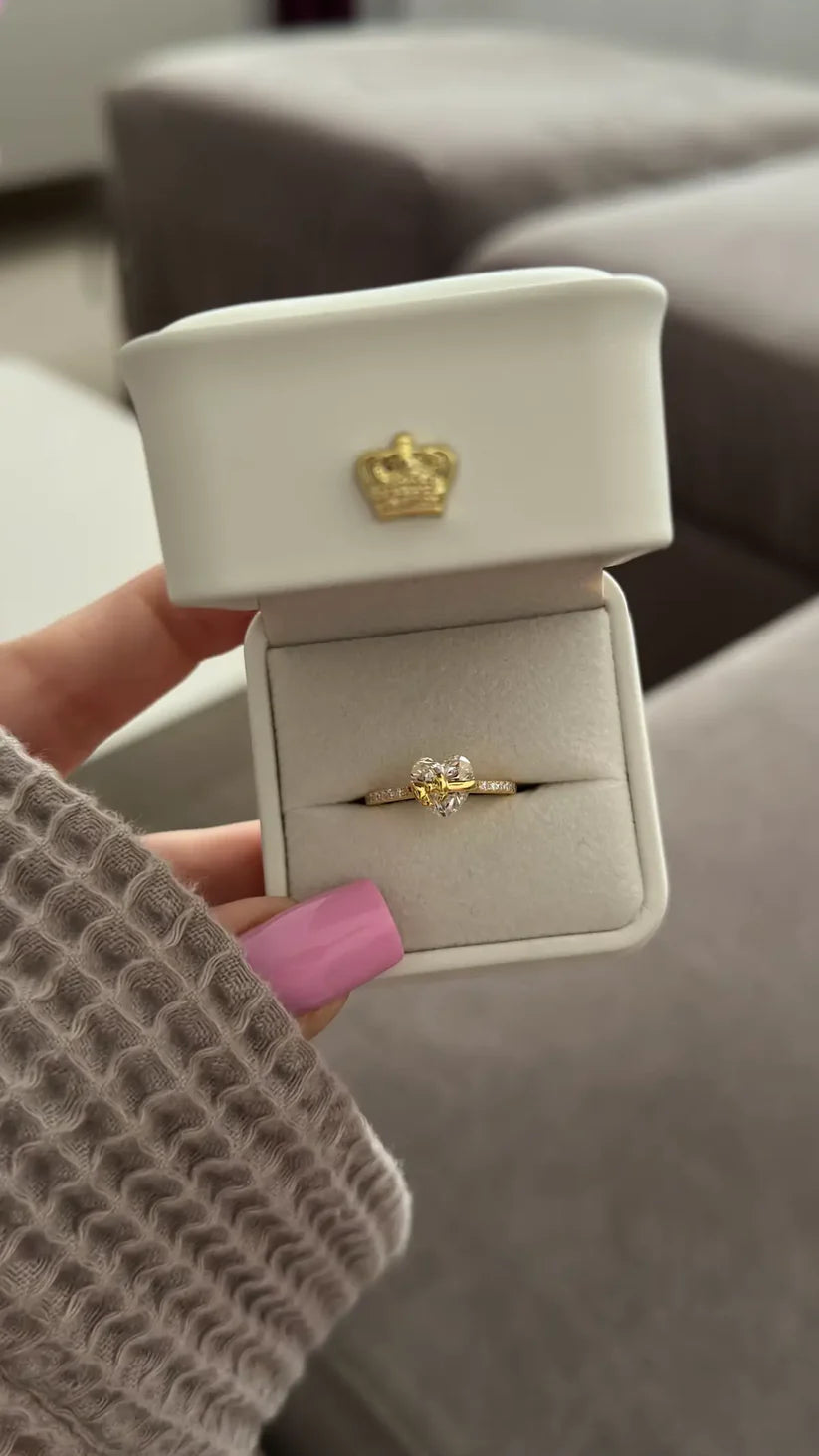 Gold Bow Heart Ring