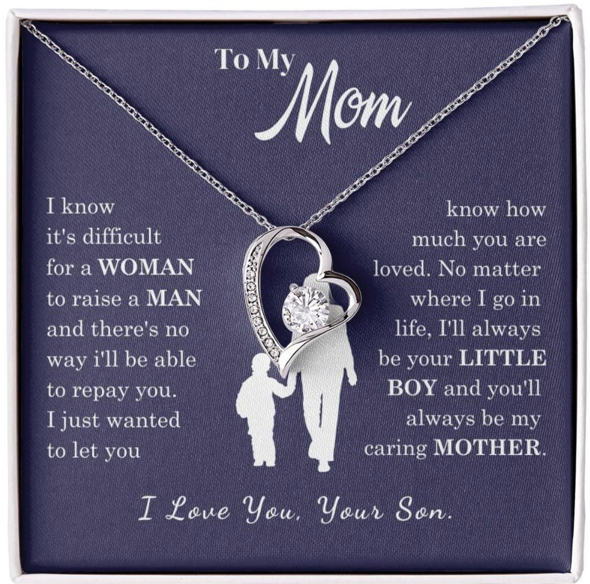 Mom's heart-shaped necklace in the light box